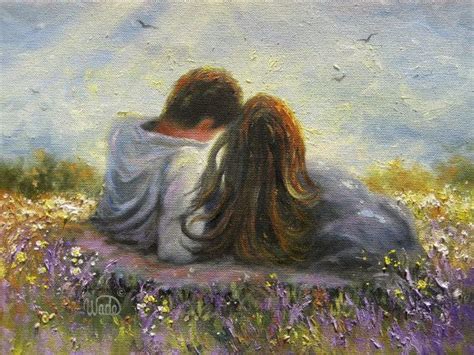 Loving Couple Original Oil Painting Lovers In Spring Art Spring Love