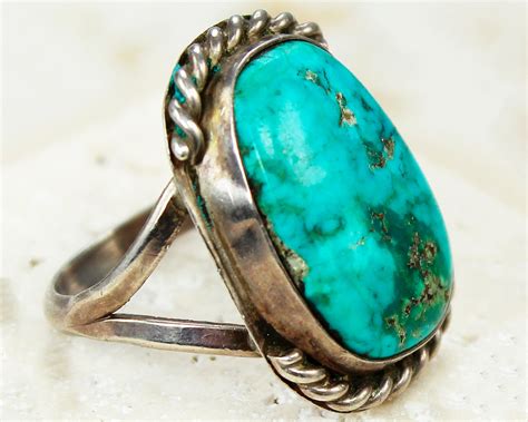 1970 S Royston Turquoise Sterling Silver Southwestern Statement Ring