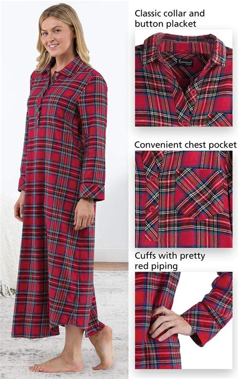 pajamagram women s flannel nightgown plaid nightgown womens red l 12 14 to view further