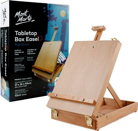 Mont Marte Adjustable Easel Wood Table Sketch Box Easels Portable Art
