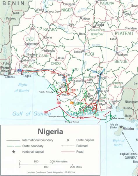 Nigeria Pipelines Map Crude Oil Petroleum Pipelines Natural Gas