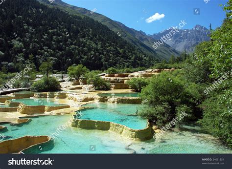 Colorful Limestone Pools Huanglong Valley China Stock Photo 24061351
