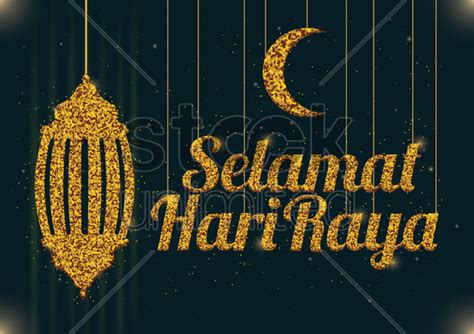 Hari raya happens to be the most awaited holiday in indonesia and on this day the entire country indulges in festivities. Selamat hari raya greeting in gold Vector Image - 1826809 ...