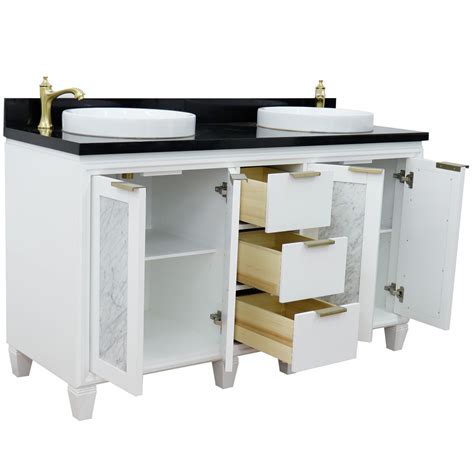 A bathroom vanity can be many styles: 61" Double Bathroom Vanity in White Finish with Countertop ...