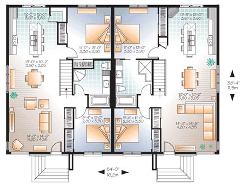 Contemporary Duplex House Plan 22369dr 1st Floor Master Suite Cad