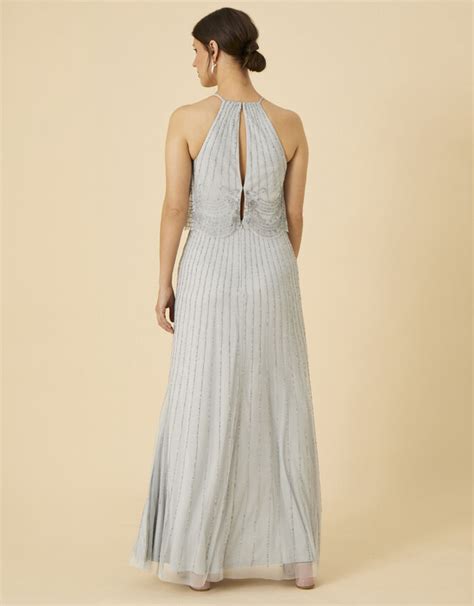 Suzanne Embellished Maxi Dress In Recycled Polyester Blue