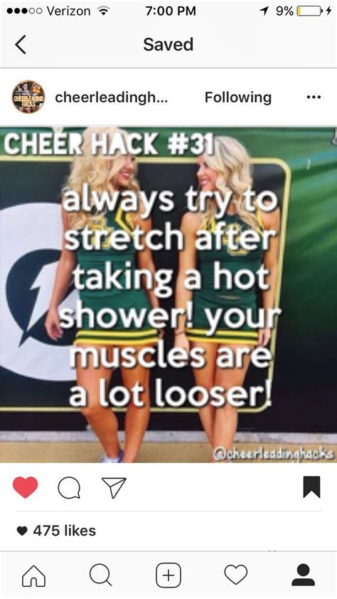 Always Stretch After A Hot Shower Cheerleading Workouts Cheer Tryouts