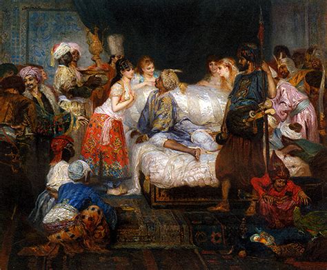 An Image Of A Painting Of People In The Bed Room With One Woman Talking