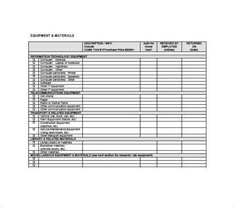 8 Asset List Template Free Sample Example Format Download