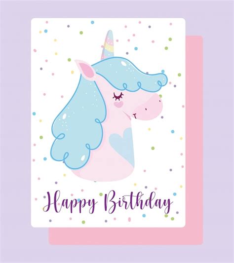 Premium Vector Happy Birthday Unicorn Cartoon Rainbow Horn Dotted