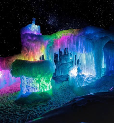 Lighting Up An Ice Cave With A Rainbow