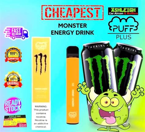 Puff Bar Plus Monster Energy Drink Vape Smoke Vapers Full Set（800 Puffs Disposable Pod Device