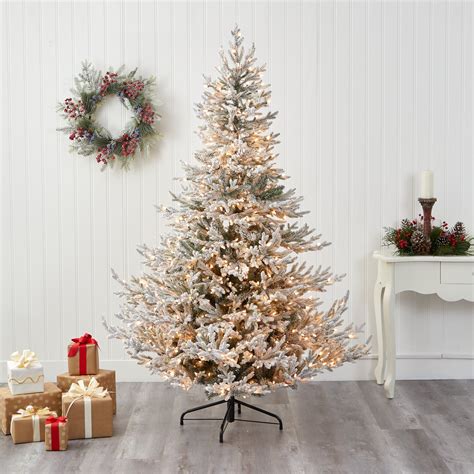 7 Flocked Fraser Fir Artificial Christmas Tree With 600 Warm White