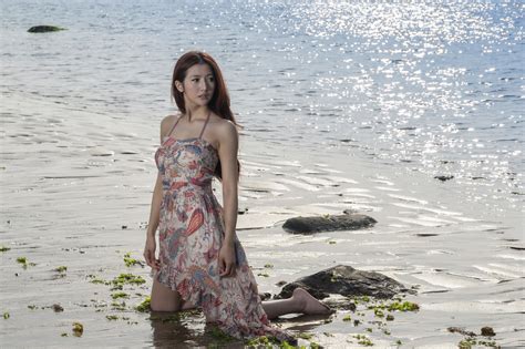Wallpaper Women Outdoors Model Sea Shore Sand Asian Beach Dress Coast Spring Person