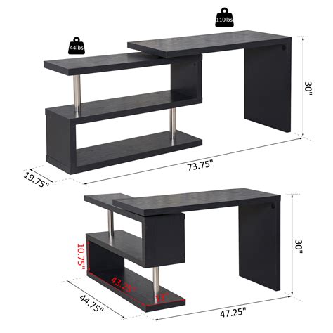 360° Rotating Foldable Convertible Office Desk Shelf Combo Writing