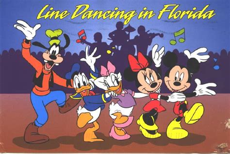 My Favorite Disney Postcards Mickey And The Gang Line Dancing In Florida