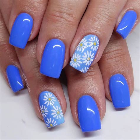 Bright Blue Nails Blue Gel Nails Summer Gel Nails Cute Spring Nails