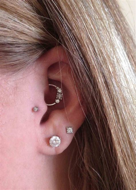 Daith Tragus And Double Lobe Enso Piercing And Adornment Salt Lake