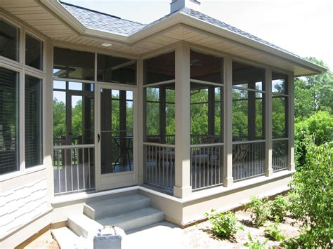 That railing must be 36″ tall (check your local. Gallery | Screen porch systems, Porch railing, Screened porch