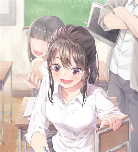 Wallpaper Anime School Girl Teacher Classroom Happy