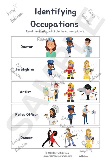 Occupation Worksheet For Grade 6