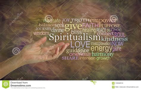 The Meaning Of Spiritualism Word Cloud Stock Photo Image Of Beaming