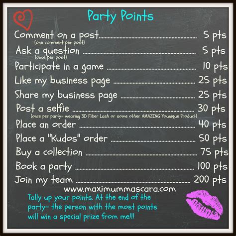 Great way for people to get to know each other better, too! Younique Party Points Game | Younique, Younique party ...