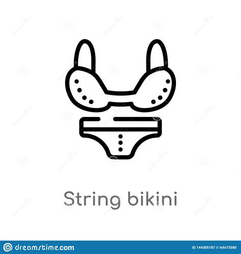 Outline String Bikini Vector Icon Isolated Black Simple Line Element Illustration From Woman