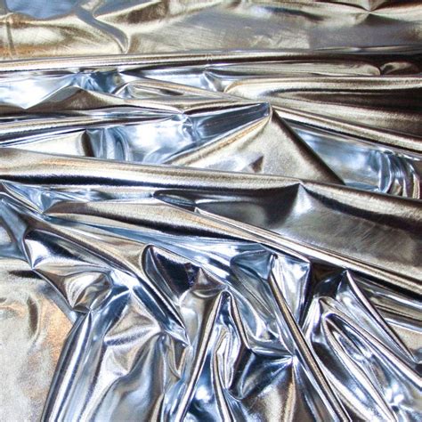 Metallic Foil Spandex Fabric In Silver Stretch Lycra