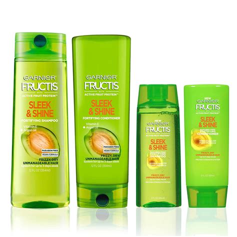 Hair Care Fructis Sleek And Shine Shampoo And Conditioner For Frizzy Dry Hair Made With Argan