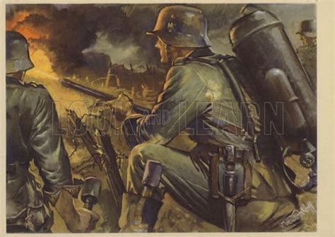 German Soldier Using A Flamethrower World War Ii Stock