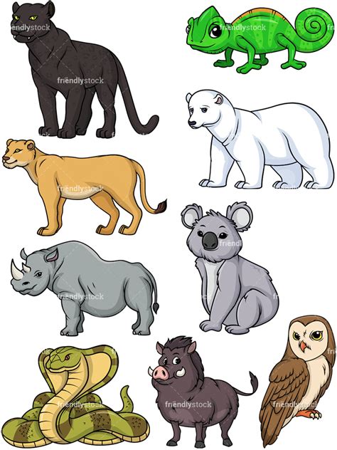 Wild Animals 4 Cartoon Vector Clipart Friendlystock