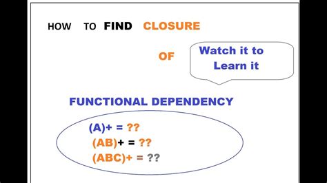 3 How To Find Closure Of Attributes Functional Dependency Dbms Youtube