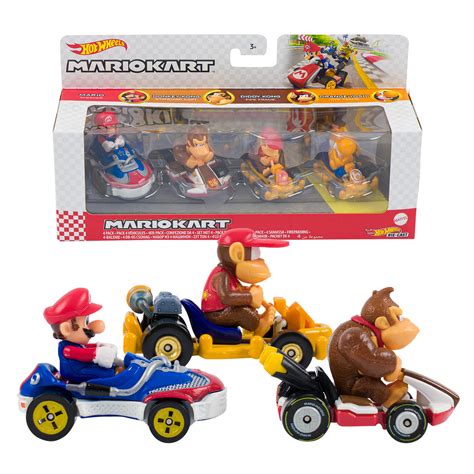 Wholesale 4pk Hot Wheels Mario Kart Toy Car Set Multicolor