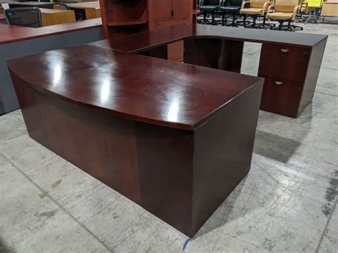 Cherry Solid Wood Cherry Bow Front U Shape Desk