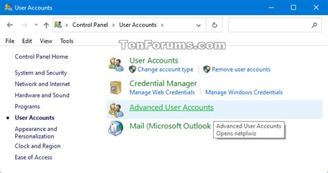 Add Advanced User Accounts To Control Panel In Windows 7 8 And 10