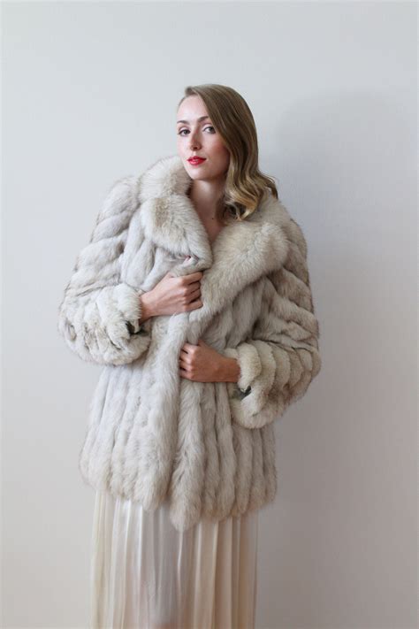 Vintage Silver Fox Fur Coat With Collar By Mirandasbridal On Etsy