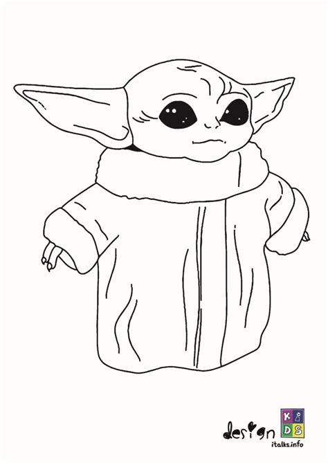 Print coloring of vintage and free drawings. Baby Yoda coloring book pages di 2020