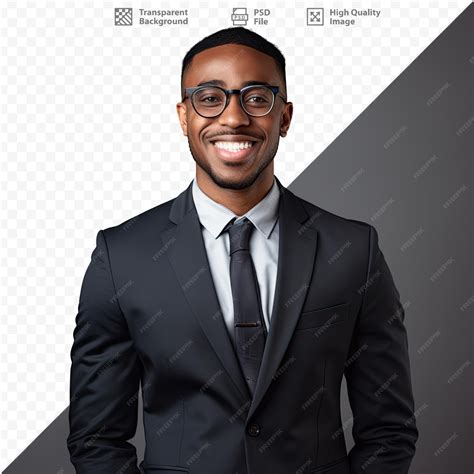 Premium Psd A Man Wearing Glasses And A Suit Stands In Front Of A Picture Of A Man Wearing