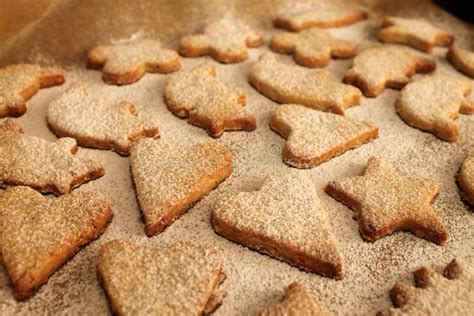 Christmas Cookies With Powder Sugar Stock Image Image Of Golden