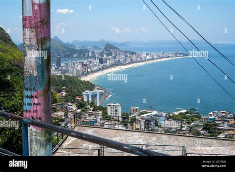 Aerial View Of Ipanema And Leblon Beach And Vidigal Favela Contrast
