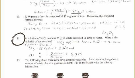 3 Mole Calculation Worksheet | FabTemplatez