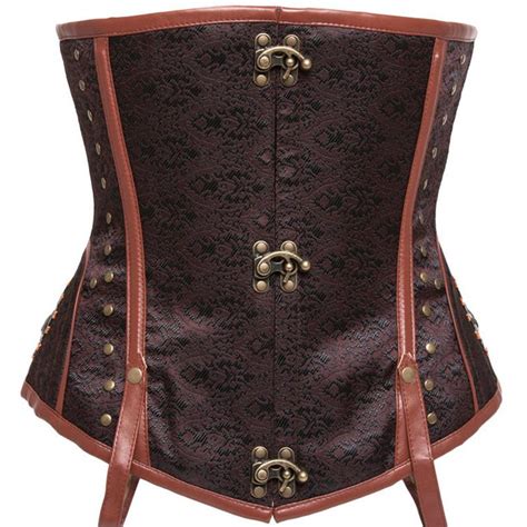 Women Plus Size Brown Steampunk Corset Corselet Underbust Waist Slimming Corsets And Bustiers
