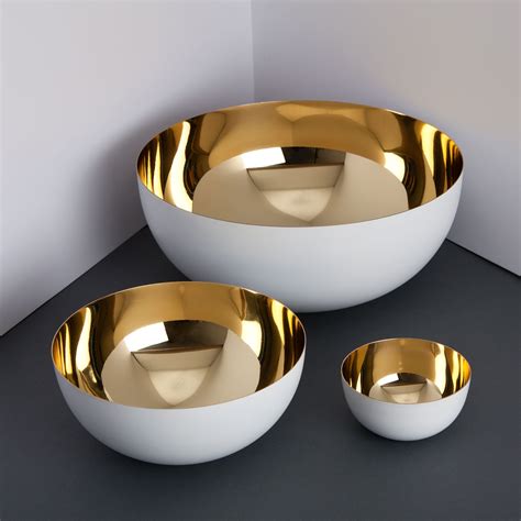 Stainless Steel Bowl Gold White Small Dk Living Housewares