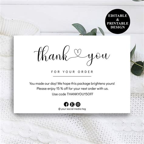 Business Thank You Card Thank You Note Thank You For Your Etsy