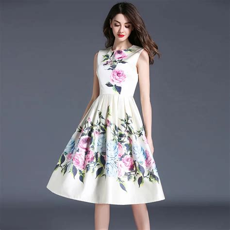 Vestidos De Fiesta Summer Sundress Tunic Elegant Floral Print Slim Vest Dresses Women Rushed