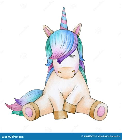 Cute Sitting Unicorn Cartoon Stock Illustration Illustration Of