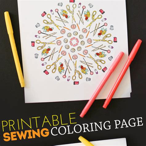 Needle and one thread, creating a chain stitch. Sewing Coloring Page - Free Printable!