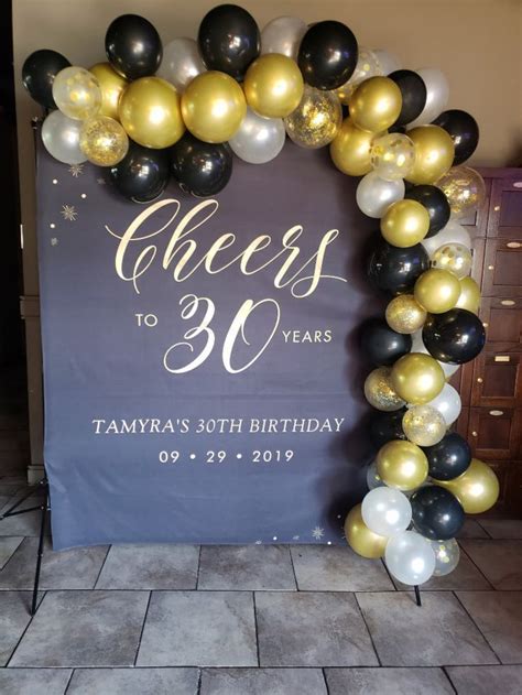 Cheers To 30 Years Gold And Black Birthday Party Tapestry Zazzle 30th Birthday Decorations