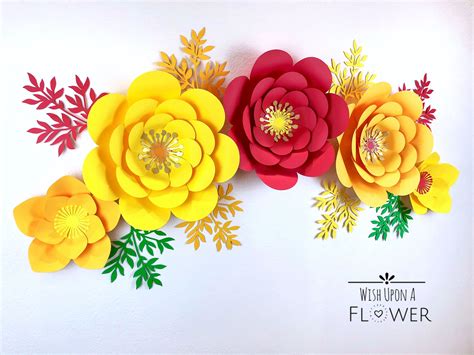 Paper Flower Kit Paper Flowers Diy Paper Flower Template Etsy Paper